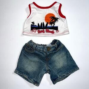 Build A Bear Workshop Surf Shack Maui Beach Hawaii Tank Top Shorts 2 Piece Set